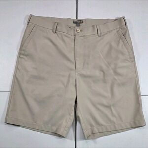 Peter Millar Men's Salem Performance Wicking Shorts Size 35 9in Inseam Khaki